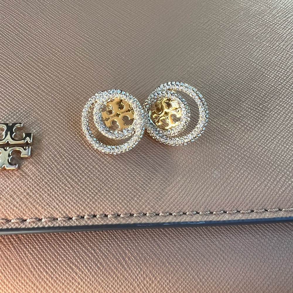 Tory Burch Mille Pavé Double Ring Stud